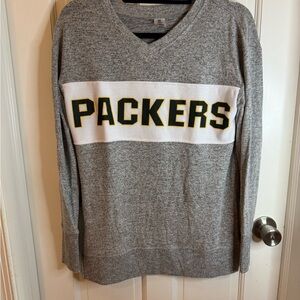 NFL Gray V-Neck Packers Sweater
